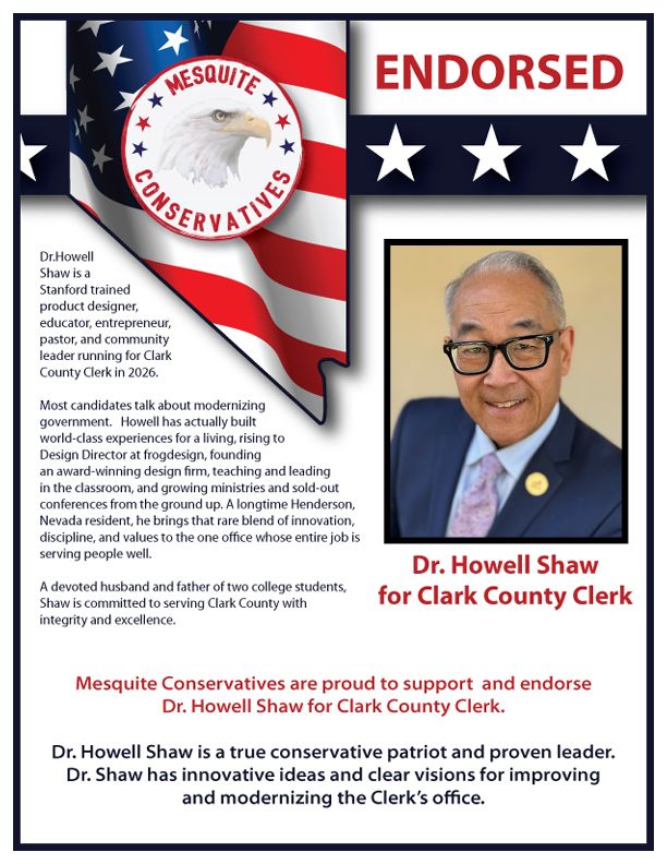 Mesquite Conservatives endorse Dr. Howell Shaw for Clark County Clerk